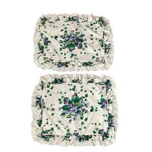 Waverly Fabric Sweet Violets 2 Standard Pillow Shams White Purple Vintage Eyelet